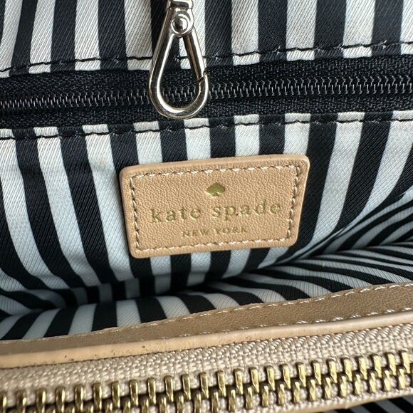 Kate Spade Hudson Street Kellan Shoulder Satchel Bag Leather Tan Black Large - Picture 9 of 10